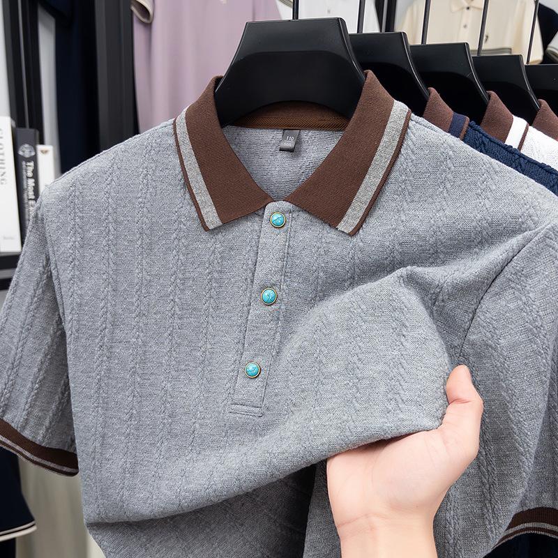 Summer Lapel Collar Short Sleeve Polo Shirt T-Shirt M