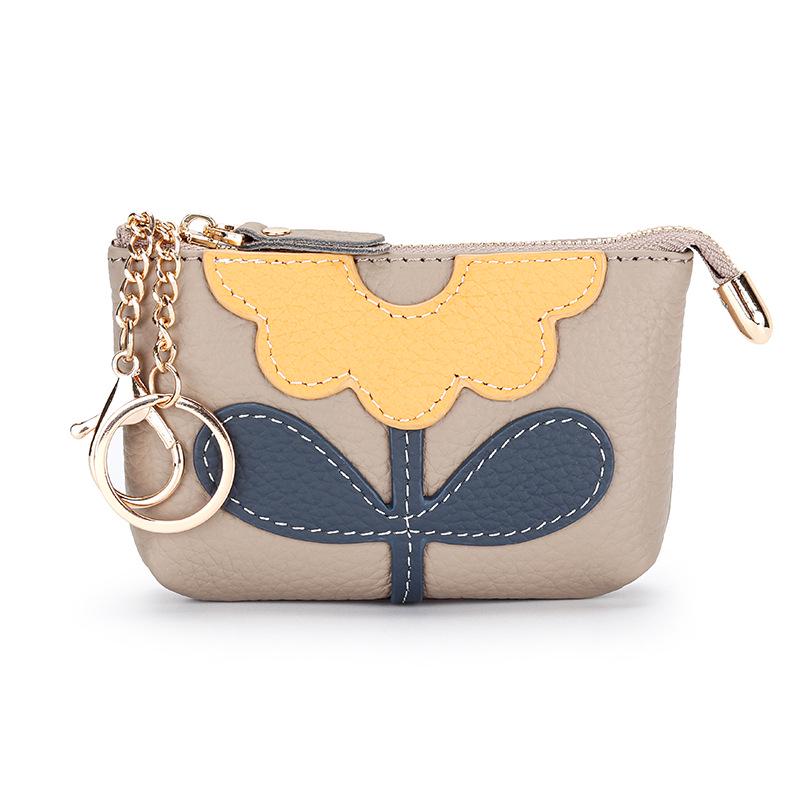 

Women s Colorblock Floral Coin Purse - Cute Zipper Pouch for Change, Keys & Cards, Red Envelope Design серый