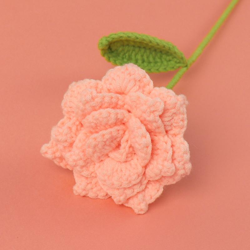 Simulated Crochet Tulips Carnations Red Roses DIY Handmade Flower Bouquets Birthday Gifts Wedding Souvenirs Mother Teacher's Day