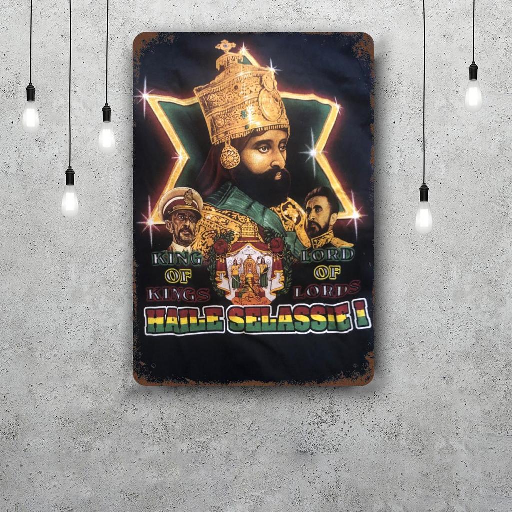Haile Selassie Classic Poster Rusty Metal Plaque Retro Decorative Plate Bar Man Cave Garage Club Metal Sign Wall Decoration