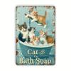 Vintage Katzenbad Eisenblechschild Kätzchen spielt in Badewanne Wanddekoration Heim Büro Café Bar Innen Außen
