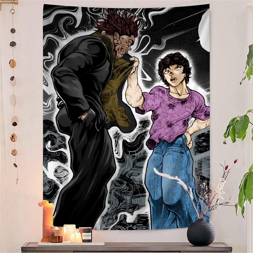 Japanese Anime Baki Hanma Colorful Tapestry Wall Hanging Hanging Tarot Hippie Wall Rugs Dorm Wall Art Decor