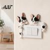 Creative Light Switch Ornament 3D French Bulldog Resin Cover, Cute Cartoon Dog Wall Socket Frenchie Room Decor Decor, Self-Adhesive Animal