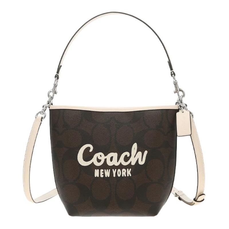 

COACH City Bucket Metal Detachable Crossbody Strap Leather Bucket Bag Handbag Small Women s Black чорний