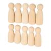 Set of 10 75mm Wooden Peg Dolls, Solid Color Family Figures (75mm Girls)