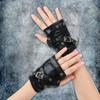 Fingerless Punk Style Gloves Durable PU Leather For Motorcycle Outdoor Halloween Activity