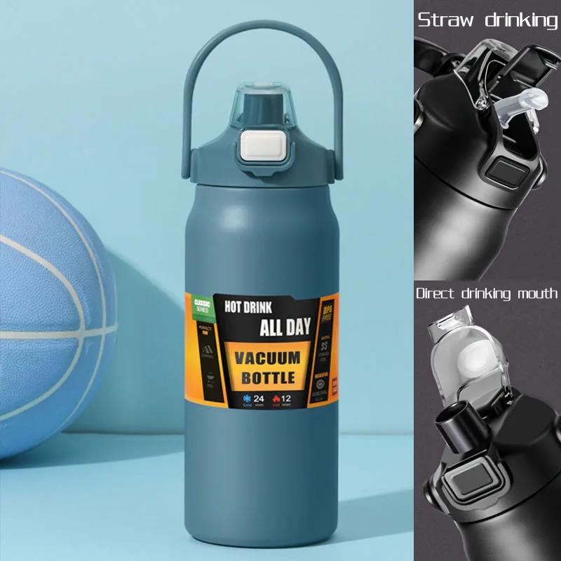 Termo láhev z nerezové oceli 2,5 l Velkoobjemová Termo voda Přenosná 2500 ml Vakuový hrnek Termoska Izolovaný pohár 2 l Tumbler 84 oz