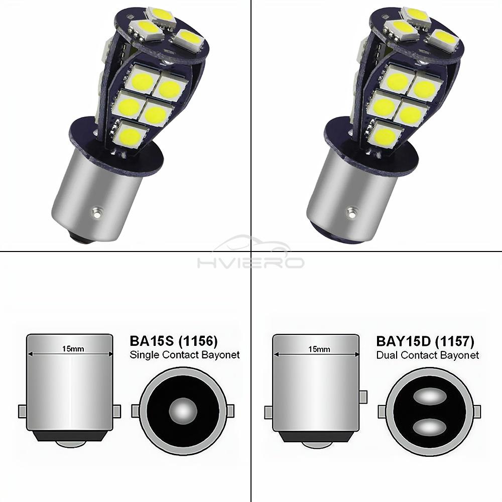 Car Tail Brake Turn Signal Reverse License Plate Replacement Bulbs Multi Base BA15S 1156 1157 5050 18SMD 12V Parking Lamp 2PCS