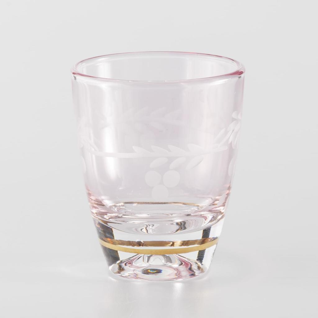 Otsuka Glass "Colorful Poem" Shot Glass, Double, for Cold Sake, Approx. 50ml, Natsume-style Flower Kiriko, Pink, Made In Japan, G-1-15-1PK-1P