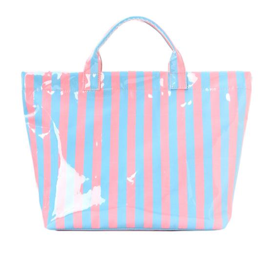 Glossy Striped Tote Bag Waterproof Large Capacity PVC Handbag Stylish Checkered Leopard Print Purse for Women Beach Commuting Dating C