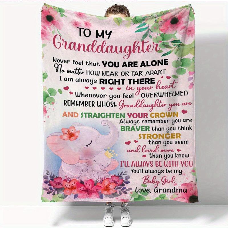1pc Elephant Printed Flannel Blanket, To My Granddaughter From Grandma Envelope Blanket, Soft Throw Blanket Nap Blanket