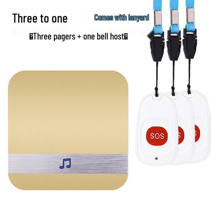Elderly Wireless Long-Distance One-Button Emergency Call Bell Gold