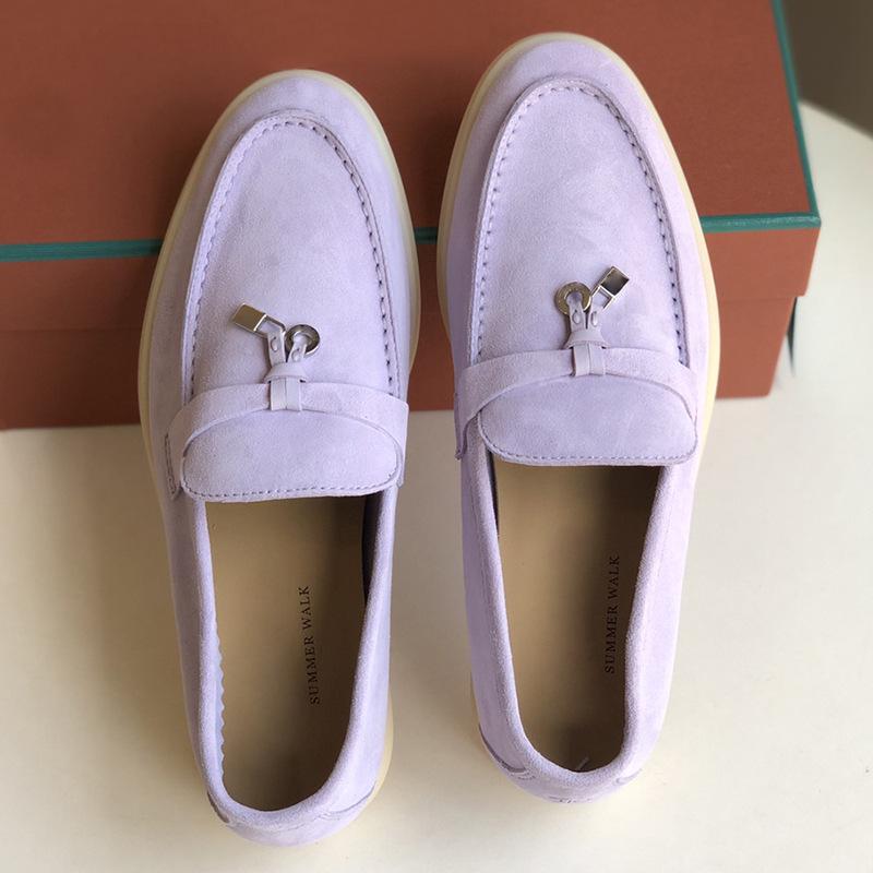 Europeiska & Amerikanska Mockasiner i Kohud - Mjuk Sula Brittisk Stil Slip-on Dam Casual Skor