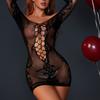 Sexy Lingerie See-through Temptation Hollow Ribbon Bow Off-shoulder Tight-fitting Dress