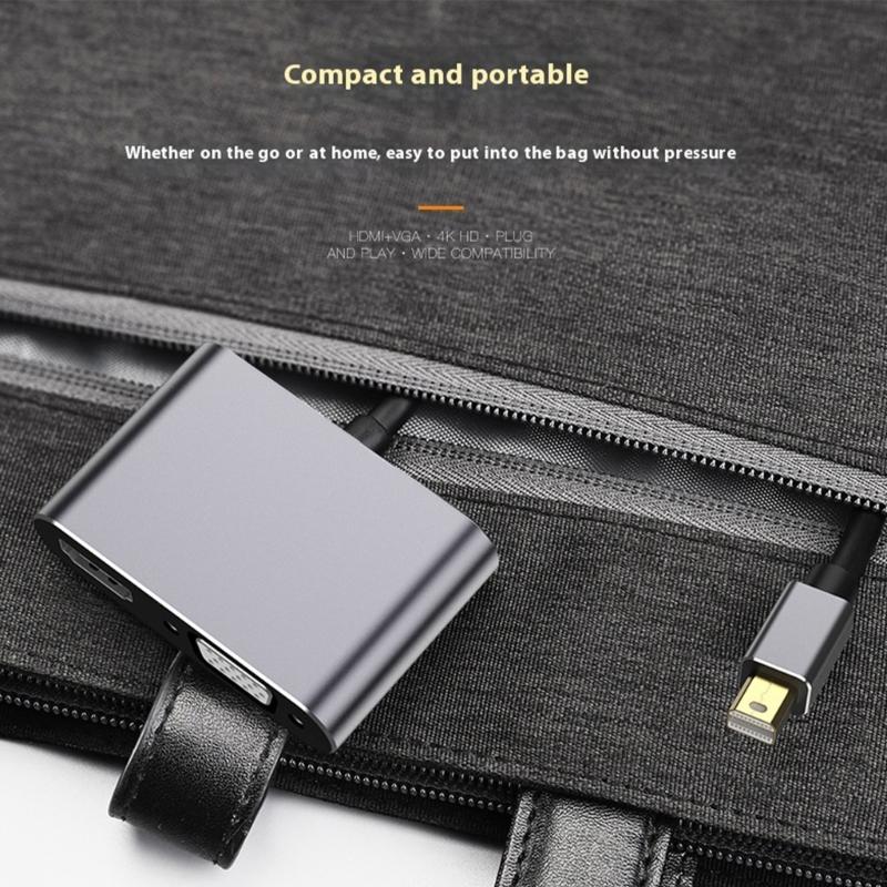 Plugs and Play Mini  To Hdmis VGA Converters 4K 60Hz Aluminum Adapter For Projectors Laptop Monitors