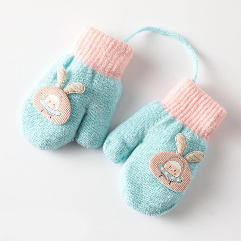 Children Gloves in Autumn and Winter Double-layer Plus Velvet Thickening Warm Cute Gloves for 0-3 Years Old Toddlers