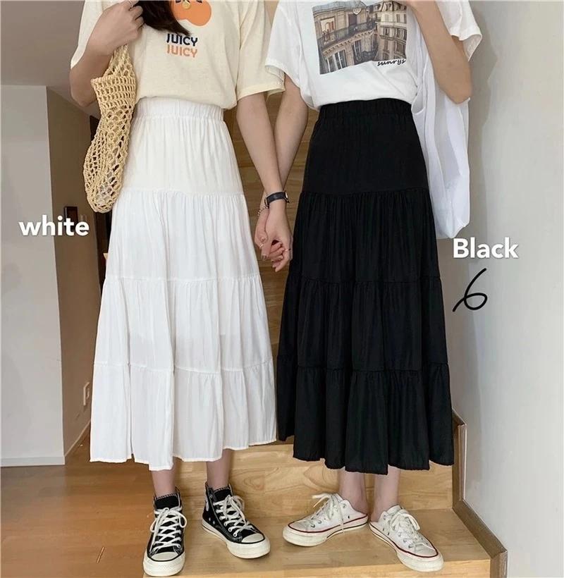 

Summer Fashionable Casual Solid Color Swing Skirt