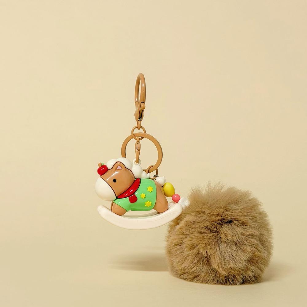 Cute Cartoon Horse Bag Pendant Chinese Style New Year Keyring Horse Year Keychain  Chinese New Year коричневый