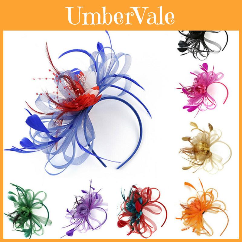 Elegante Fascia Floreale con Piume per Accessori Capelli da Donna