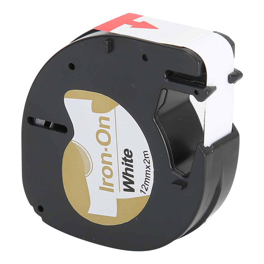 Print Label Tape Fabric Ironing Ribbon Black on White for  Labeling Machine 12mmx2meter