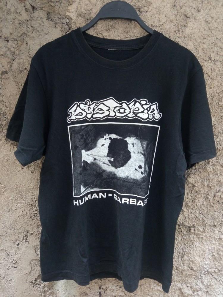 

Dystopia “Human = Garbage” Crust Punk Band Cotton Black Unisex T-shirt VN1104 Unisex T-Shirt L