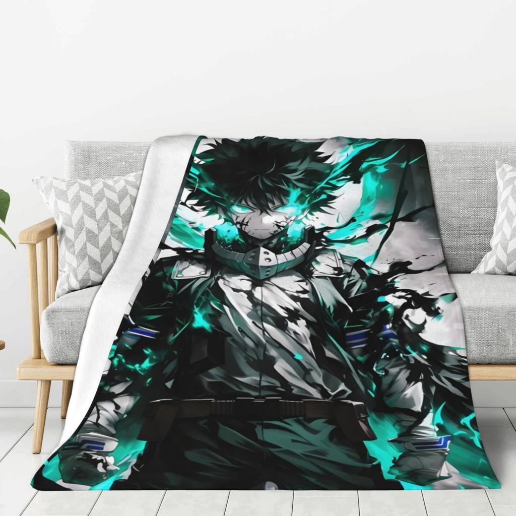 My H-hero Academia Cartoon Printed Blanket Warm Flannel Blankets Soft and Comfortable Blanket Home Travel Blanket Birthday Gift
