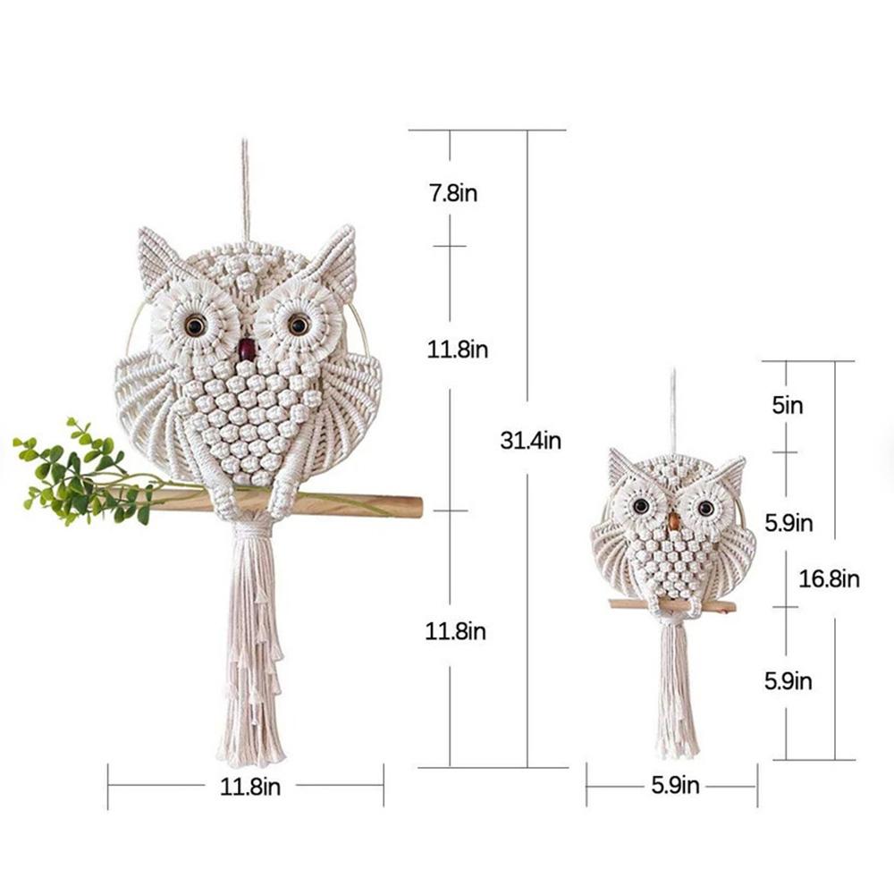 Handmade Macrame Owl Pendants Bohemian Home Decor Wall Art for Teen Girls Room Decor