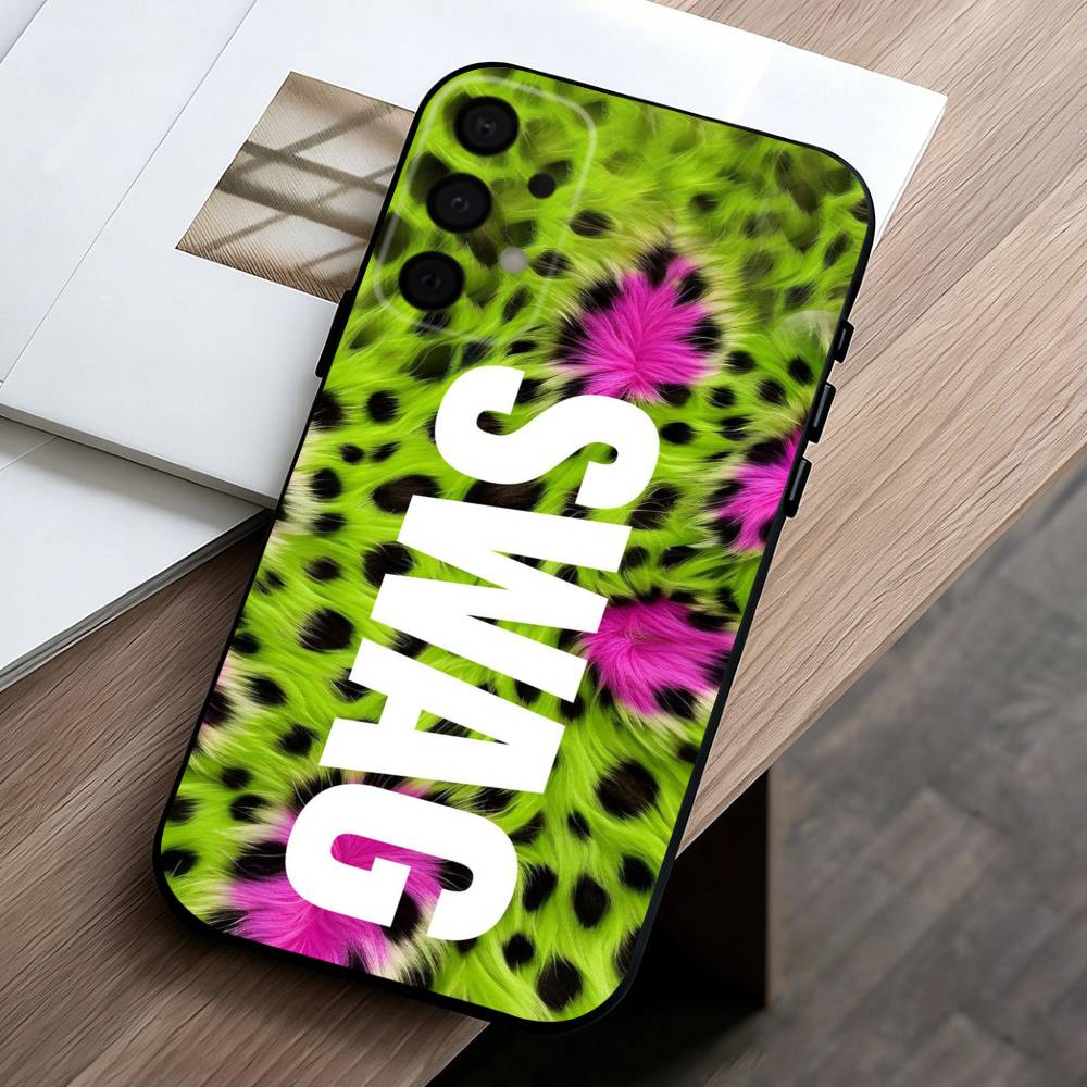 C-Clmj L-L-Leopard P-P-Print SWAG Phone Case For Samsung Galaxy A73,A72,A71,A70,A53,A52,A51,Soft Silicone Black Cover