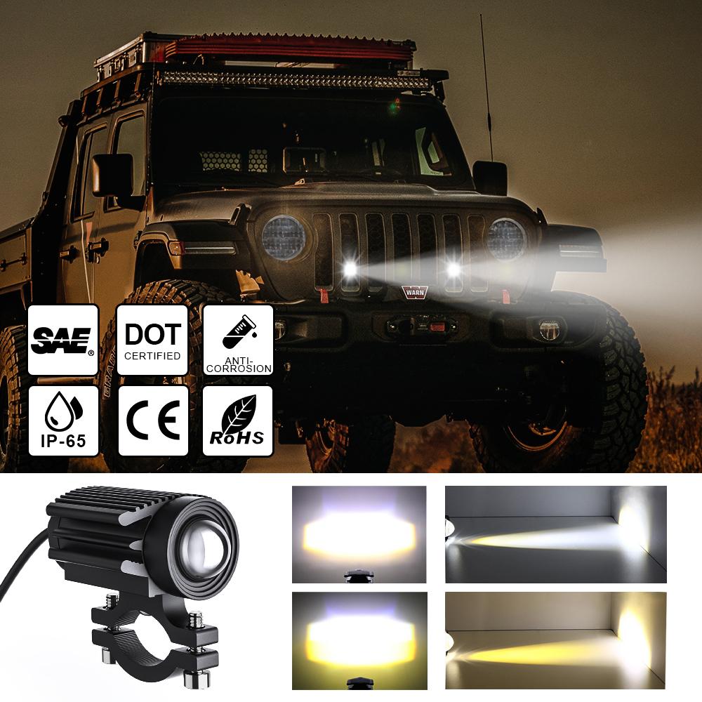 12V Motorcycle LED Headlight Spotlight LED Lens Hi/Low Beam For Car 4WD ATV SUV Driving Spot Fog Lights Auxiliary Lamp 12V