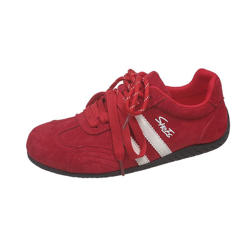 

GH brown German training shoes women s 2025 summer and autumn new thin-soled leather Forrest Gump shoes inner height increase casual sports shoes 35 красный