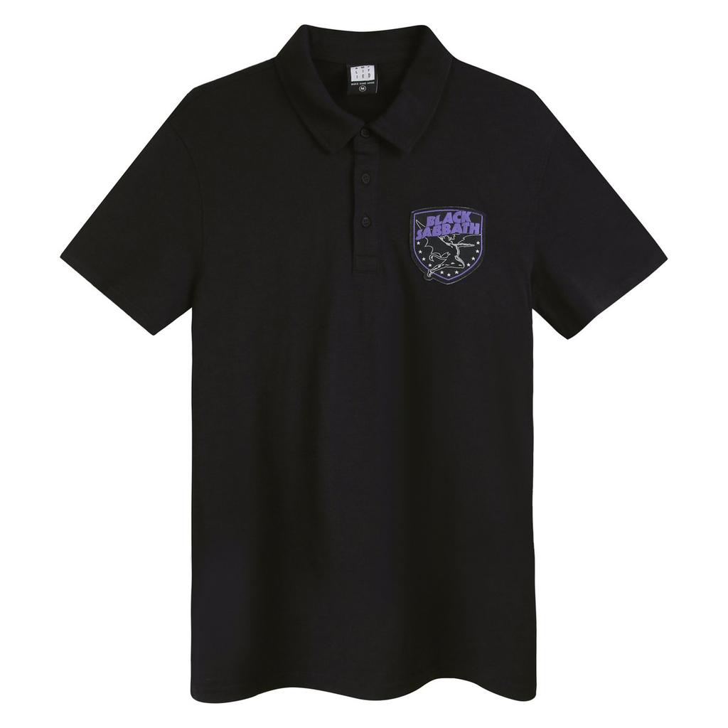 Amplified Mens Lord of This World Black Sabbath Slub Polo Shirt