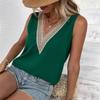 Women's Guipure Lace V Neck Tank Top Sleeveless Casual Camisole Lace Shirt V Neck Pullover Loose Casual Shirt