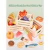 Children Wooden Kitchen Dessert Making Toys Pretend Play Montessori Fruits Vegetables Seafood Simulation Food Set Toys for Girls