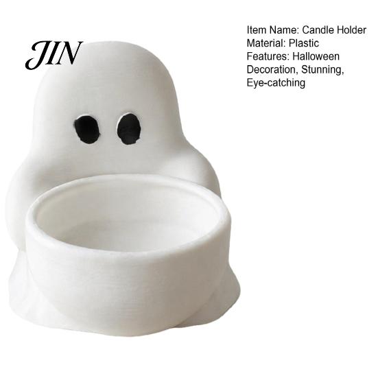 Ghost Themed Home Decoration Halloween Candle Holder, Cute 3D Printed Tea Light Holder for Stable Tealight Display Stand Scented Candles, Small