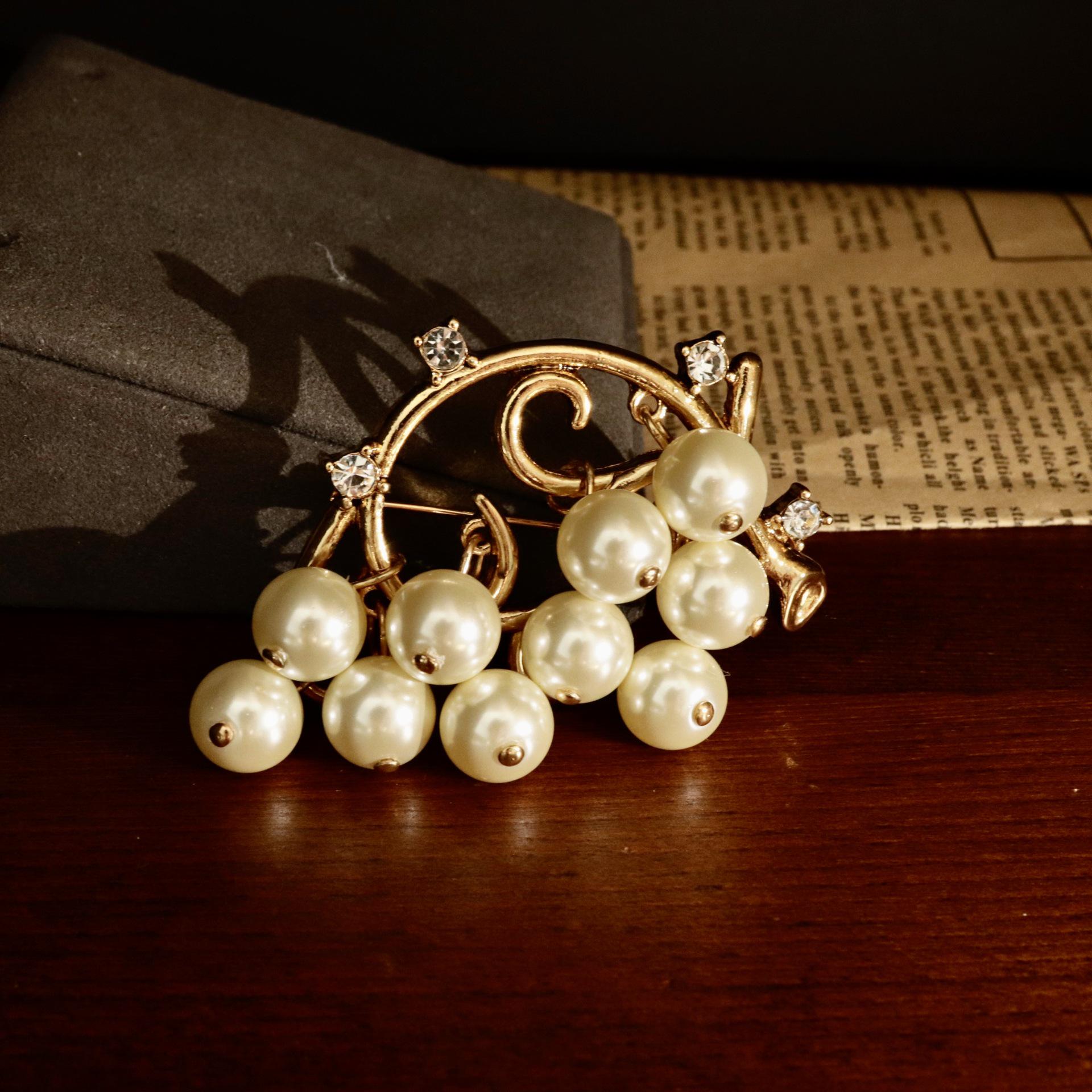 Baroque Pearl Ear Climbers & Tassel Brooch Jewelry Set