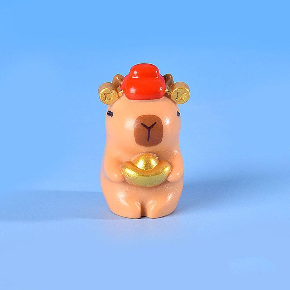 

1 шт., миниатюрные фигурки капибары из смолы, разноцветные, сделай сам, мультяшная статуэтка капибары, аксессуары, украшение для автомобиля, мини-фигурка животных