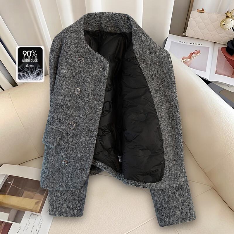 

Women s 90% Duck Down Wool Blend Long-Sleeve Jacket M