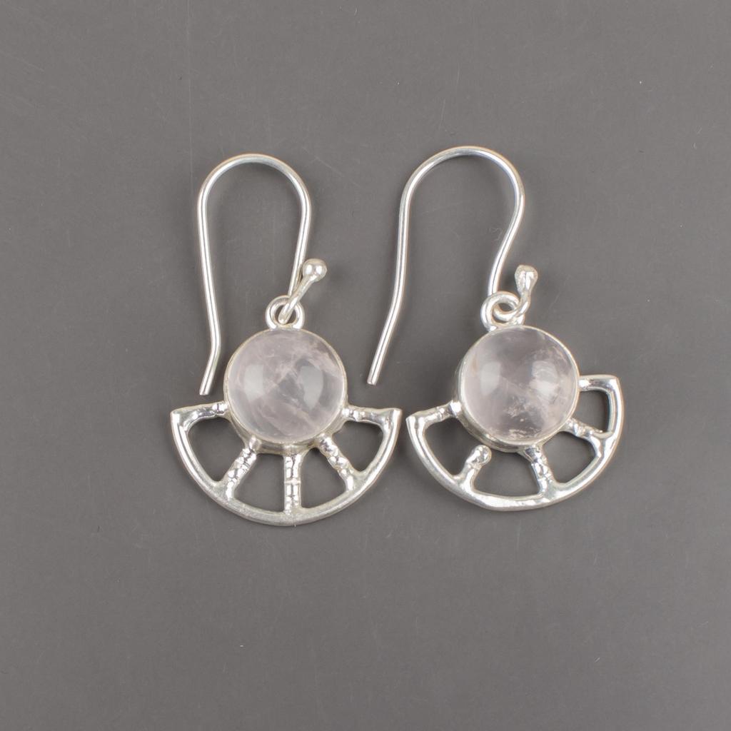 Rose Quartz 925 Solid Sterling Silver Earrings, Handmade Gemstone Earrings Jewelry, Gifts For Wife Brand New Earrings