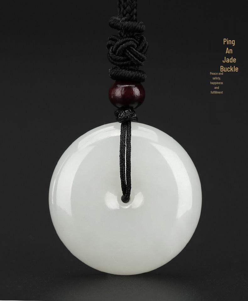 Certified Unisex Hetian Jade Ping an Pendant