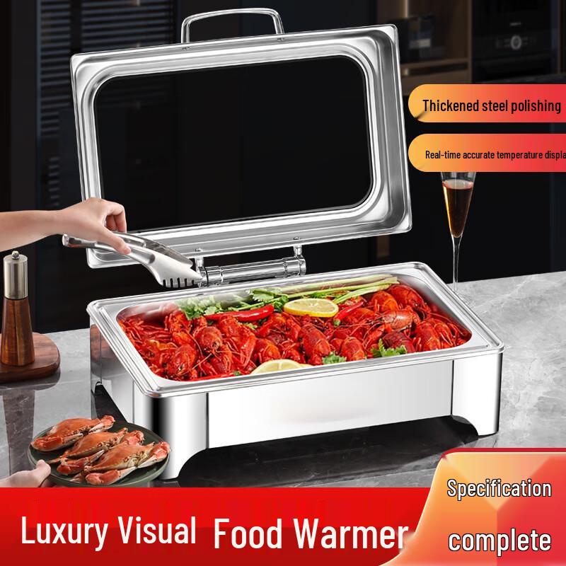 SikaiZhuo Stainless Steel Buffet Food Warmer with Hydraulic Lid