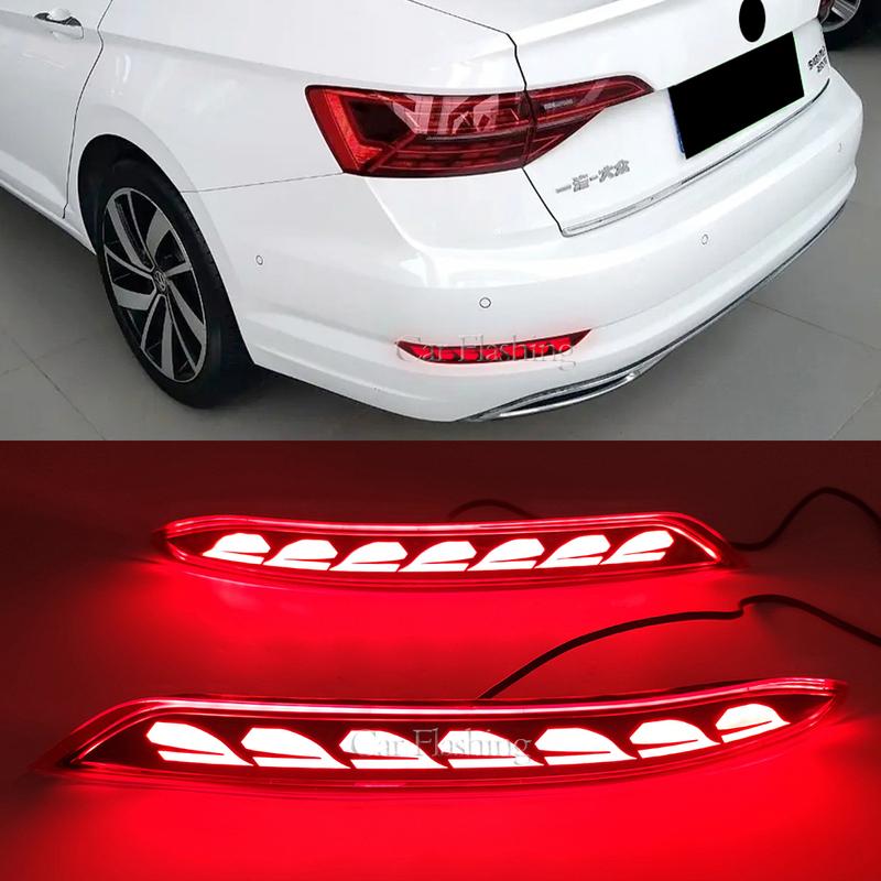 2PCS Led Rear Bumper Reflector Lights For Volkswagen Sagitar MK7 Car Driving Brake Turn Signal Light 12V