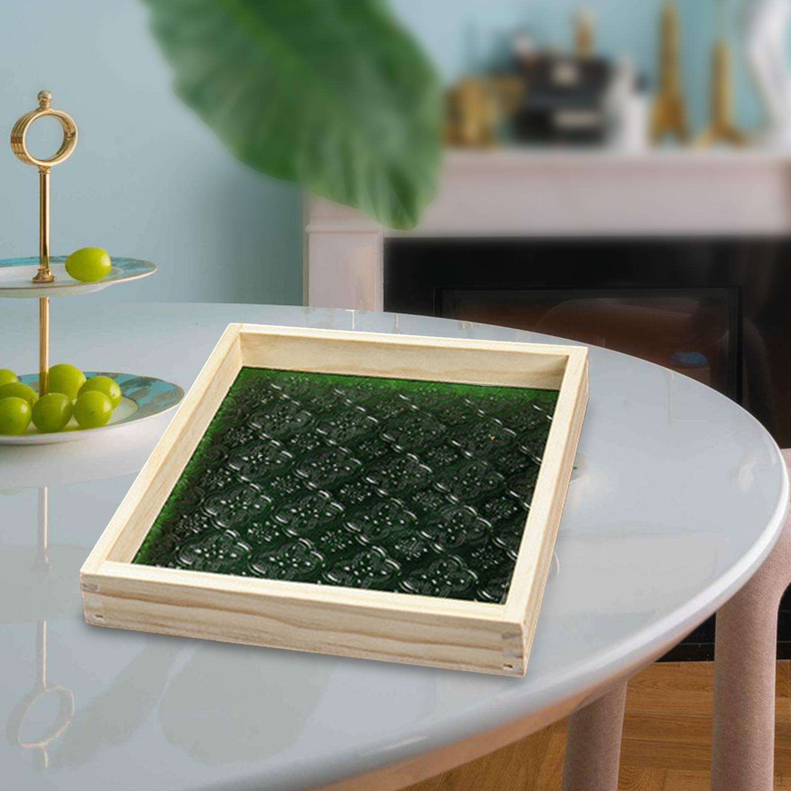 Elegant Glass Serving Tray for Fruits and Snacks Wood Square