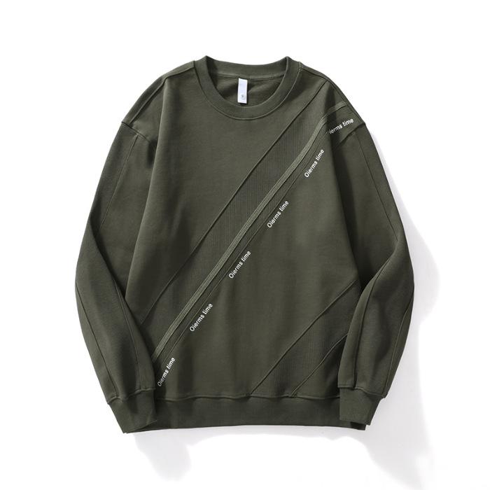 

Autumn And Winter American Heavy Retro Trendy Brand Splicing Sweater Men S Loose Large Size Casual Round Neck Long-Sleeved Top Tide 4XL