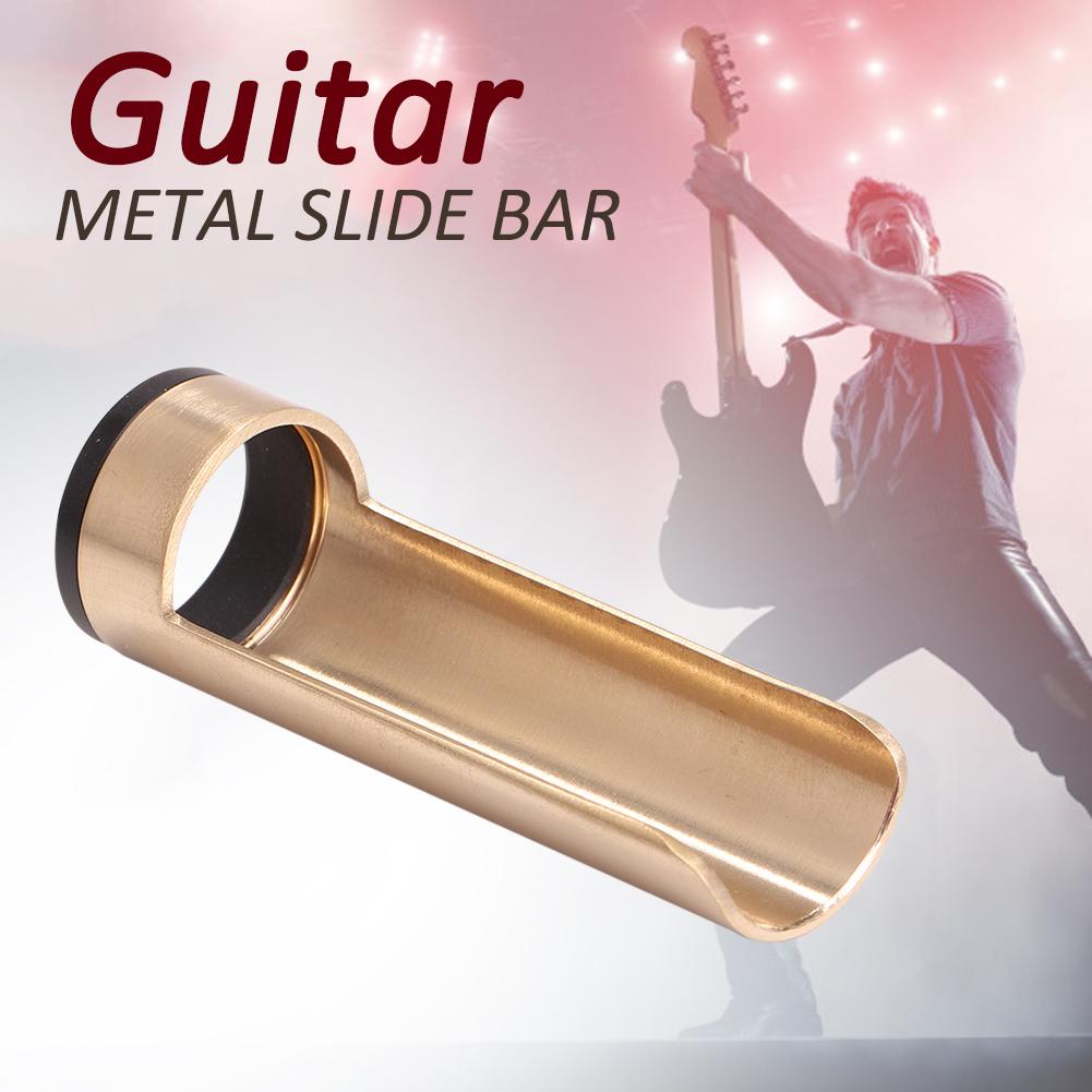 Semi-open Guitar Slide Bar with 2 End Ring Metal Finger Sleeve Adjustable Width Guitar Slide for Electric & Acoustic Guitar