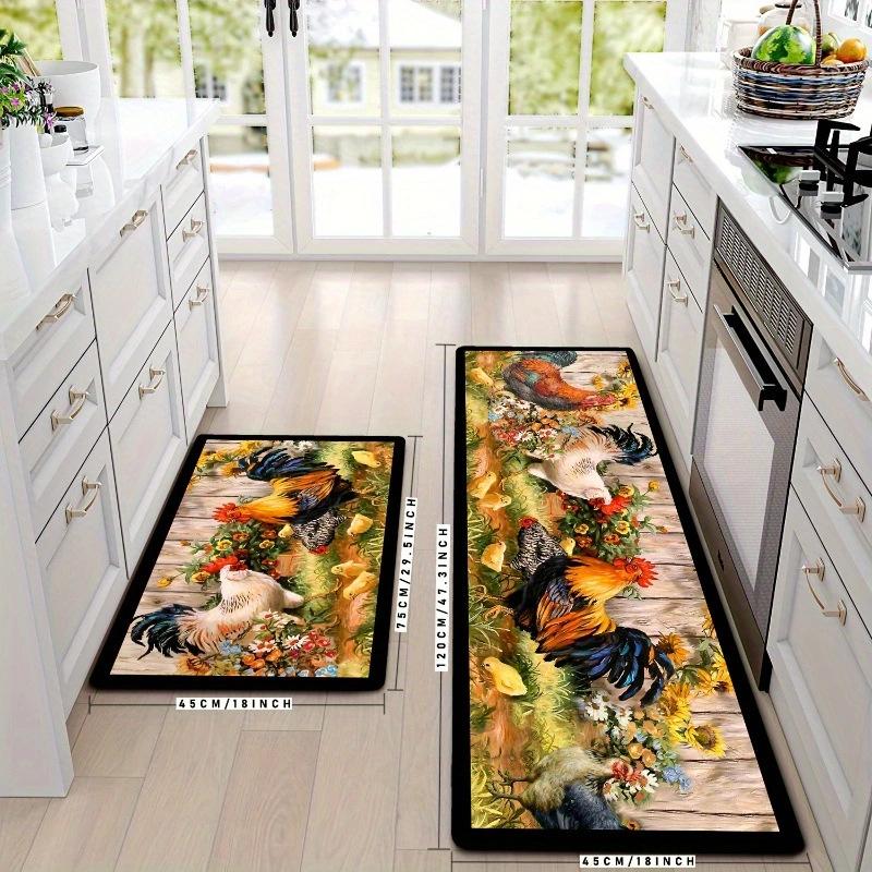 

Мягкий кухонный коврик с изображением петуха и подсолнуха, кухонный коврик против усталости, набор водонепроницаемых нескользящих ковриков, коврик для бегуна, прикроватный коврик, впитывающий ковер для кухни 50*80cm+50*160cm