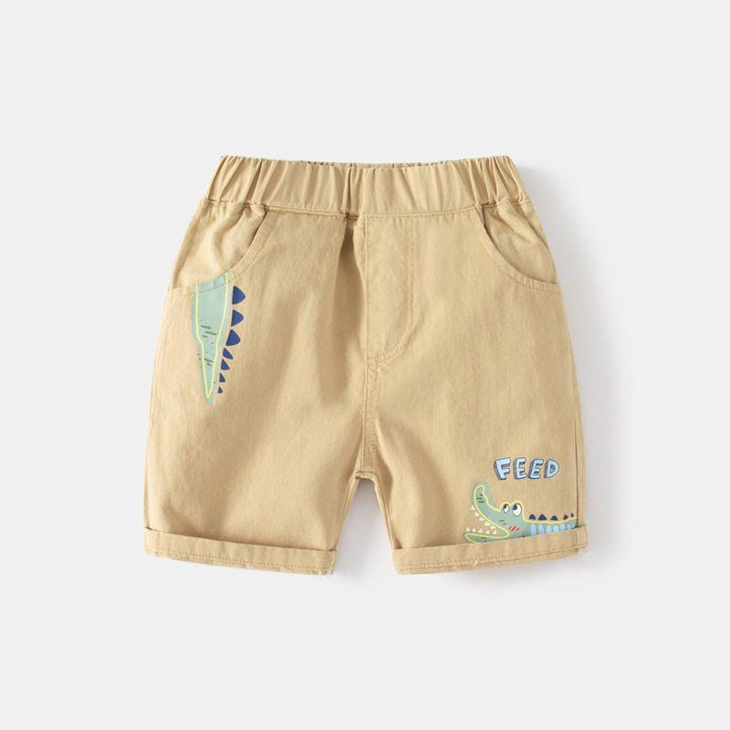 Fashionable Children s Pants Summer Boys Pants Summer Boys Shorts Casual Mid-Length Pants Children s Cartoon Dinosaur Shorts Khaki 120
