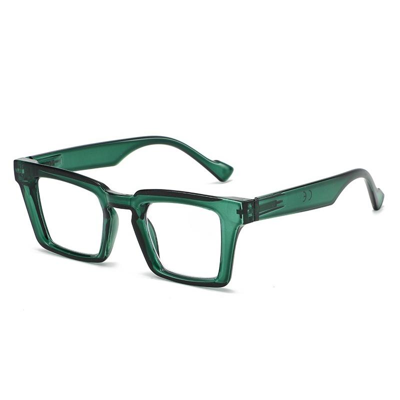 Classic Square-Frame Anti-Blue Light Presbyopia Eyewear Stylish Spring-Arm Reading Glasses 0 To +4.0 Seven Colors Available