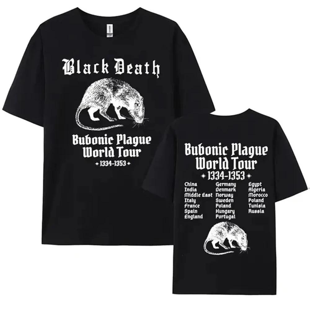 

T Shirt Men Mens Clothing T Shirt Homme Women T Shirt New in Top & Tees Tee Shirt Bubonic Plague World Tour Funny Meme Gothic 4XL