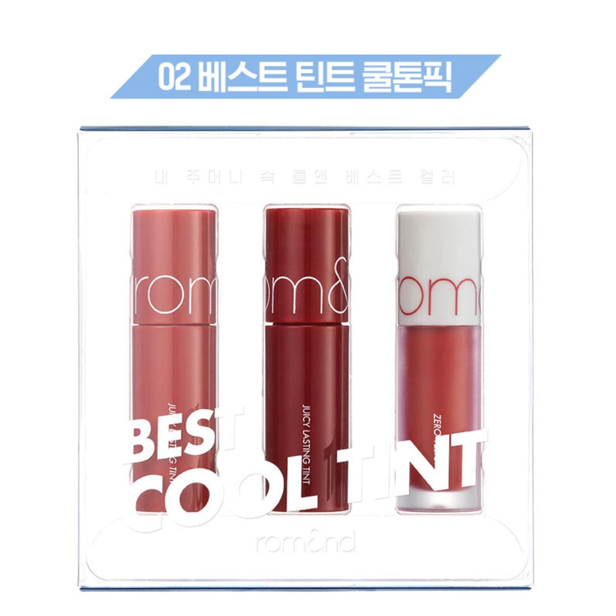 

Rom&nd Лучший набор тинтов | Набор тинтов для губ с популярными оттенками (сочный стойкий тинт , нулевой бархатный тинт) cool tone set