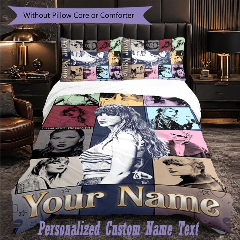 Personalized 3Pcs Bedding SetTaylor Swift Custom Text Duvet Cover Pillowcase Set Bedroom Gift